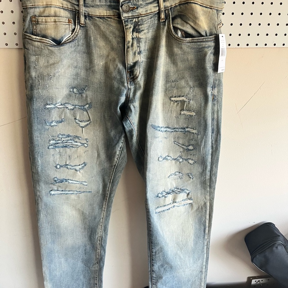 Men's Distressed Blue Jeans
